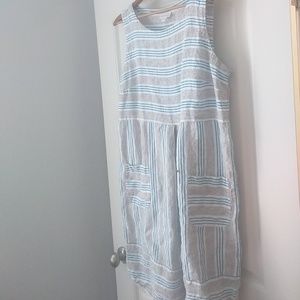 J Jill linen strip tank dress